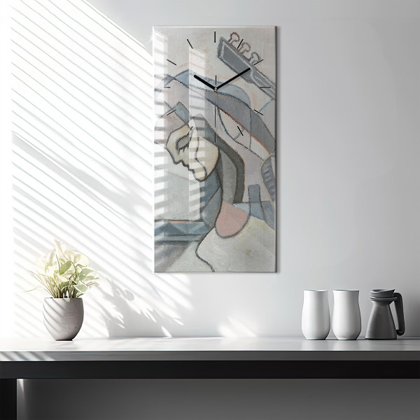 Modern vertical wall clock Abstract painting
