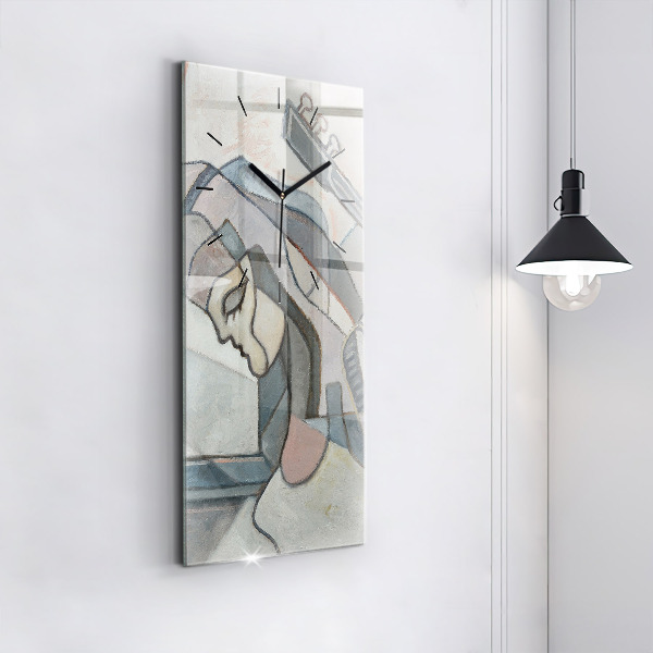 Modern vertical wall clock Abstract painting
