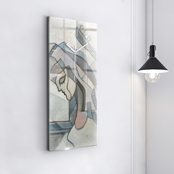 Modern vertical wall clock Abstract painting