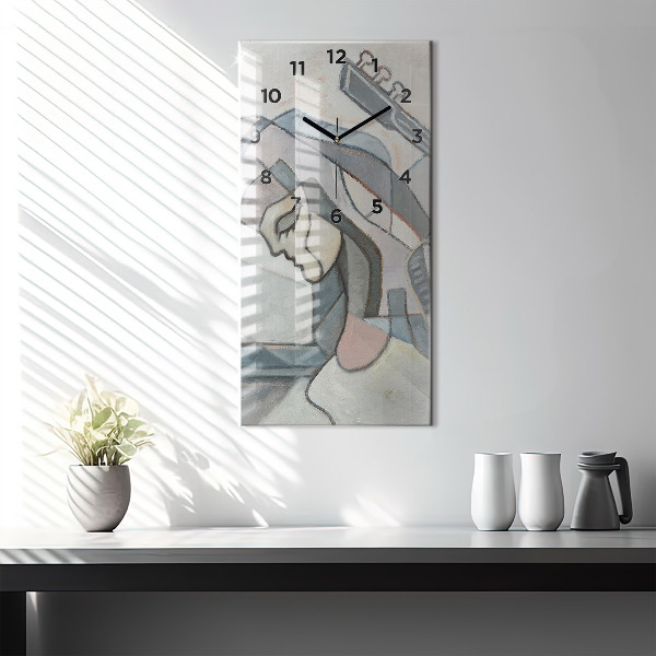 Modern vertical wall clock Abstract painting