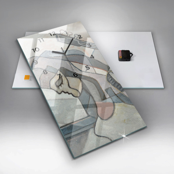 Modern vertical wall clock Abstract painting