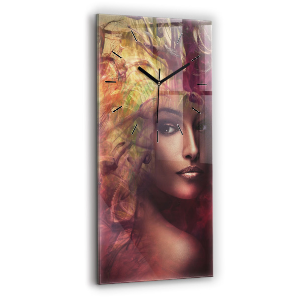Modern vertical wall clock Portrait of a woman