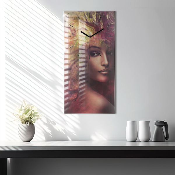 Modern vertical wall clock Portrait of a woman