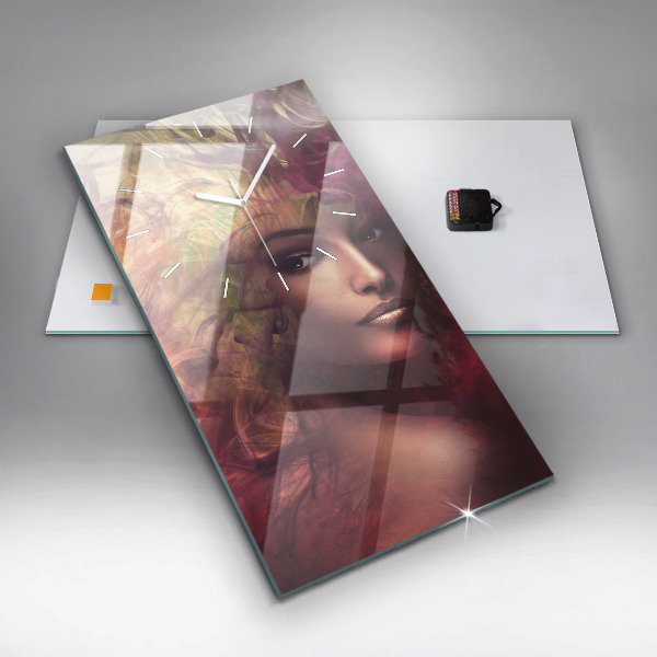 Modern vertical wall clock Portrait of a woman