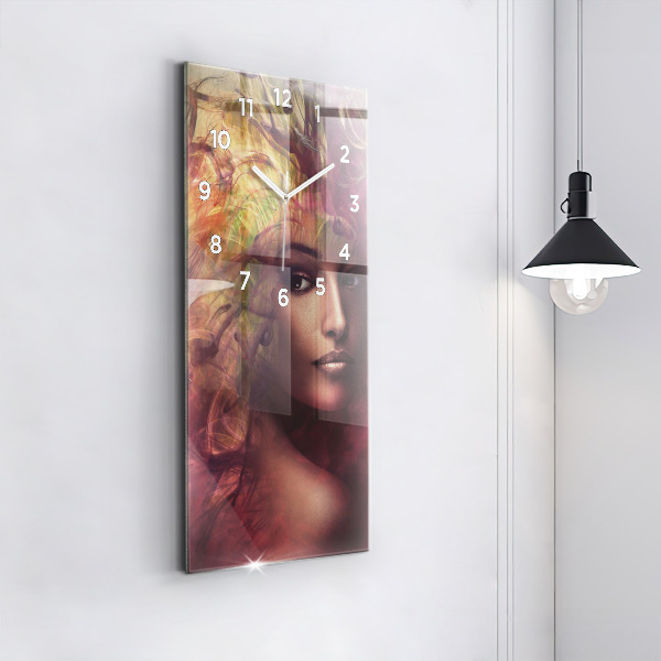 Modern vertical wall clock Portrait of a woman