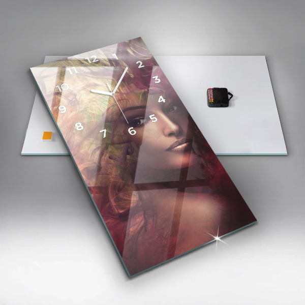 Modern vertical wall clock Portrait of a woman
