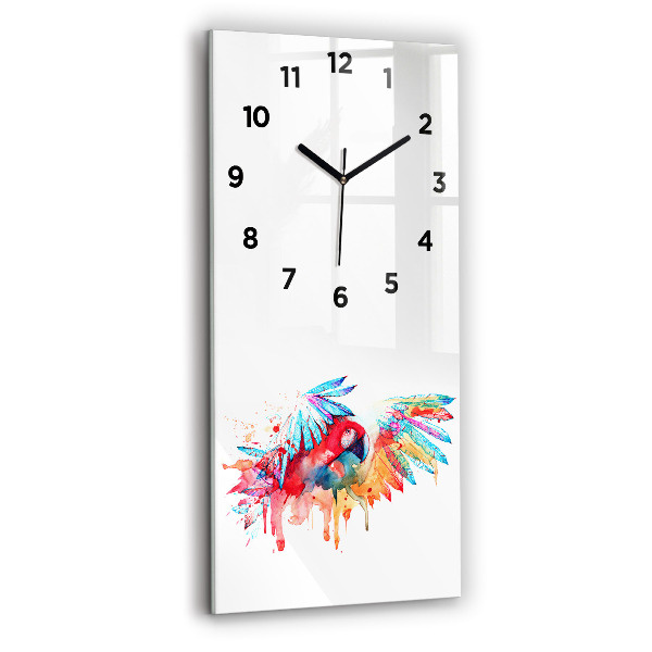 Modern vertical wall clock Colorful red parrot