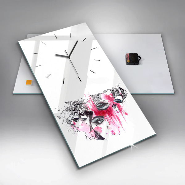 Modern vertical wall clock Many faces of abstraction