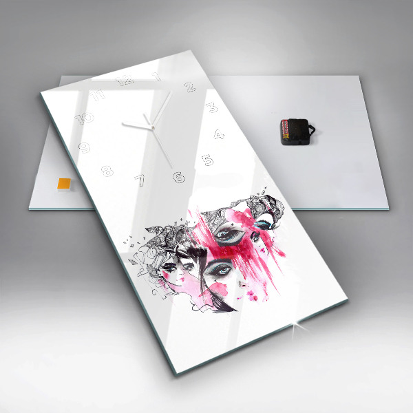 Modern vertical wall clock Many faces of abstraction