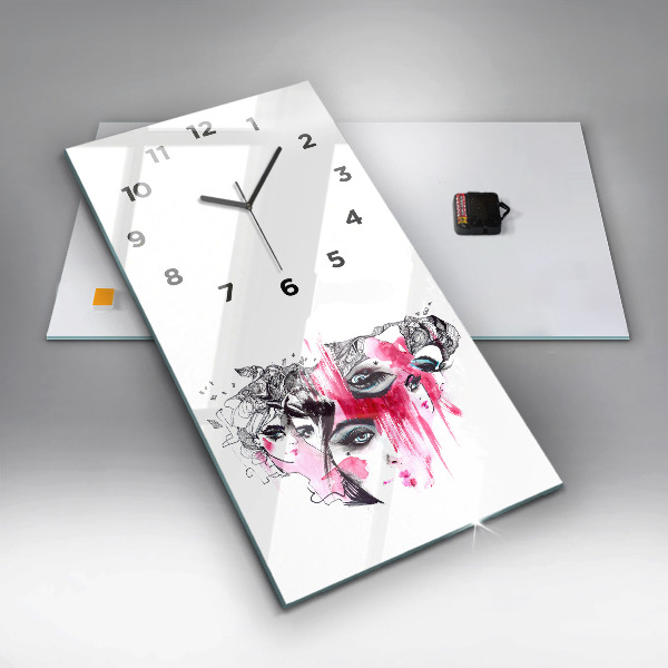 Modern vertical wall clock Many faces of abstraction