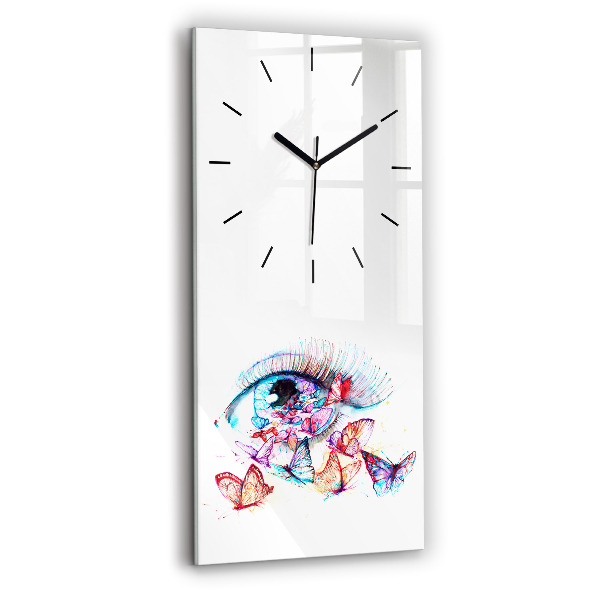 Modern vertical wall clock Colorful butterfly eye