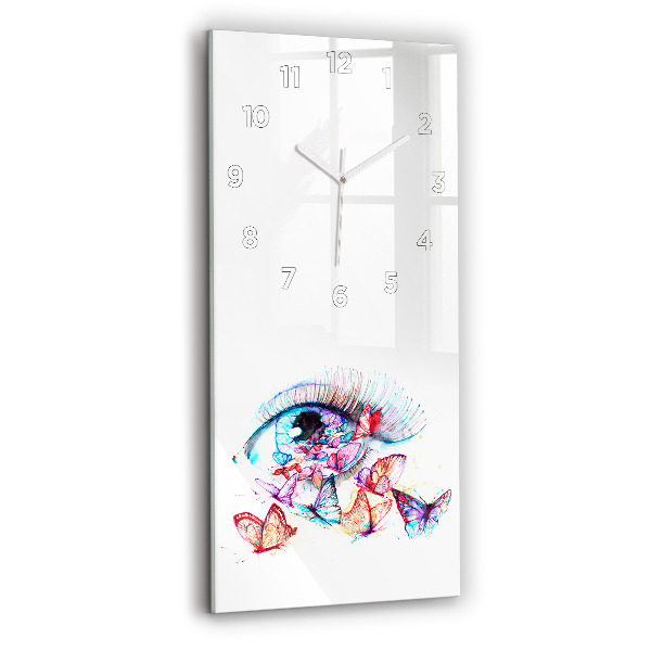 Modern vertical wall clock Colorful butterfly eye