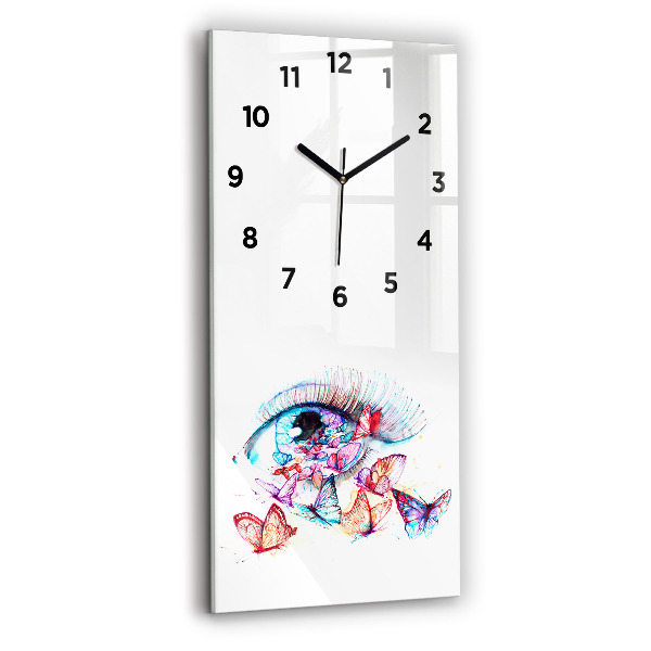 Modern vertical wall clock Colorful butterfly eye