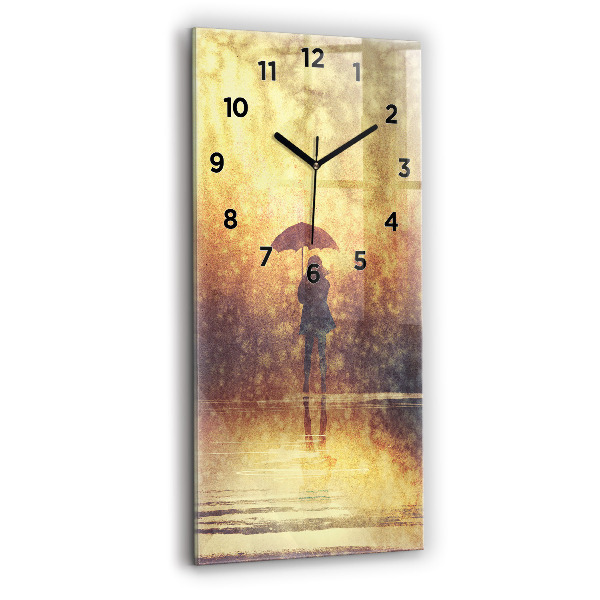 Modern vertical wall clock woman with umbrella
