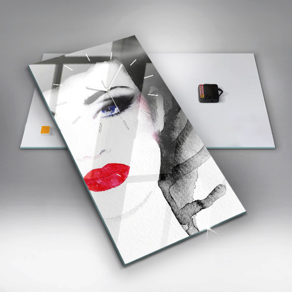 Modern vertical wall clock Portrait of a woman