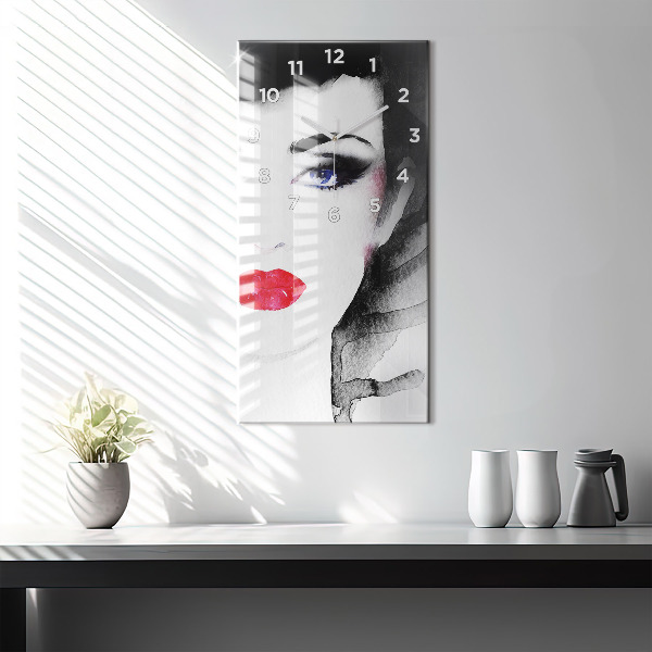 Modern vertical wall clock Portrait of a woman