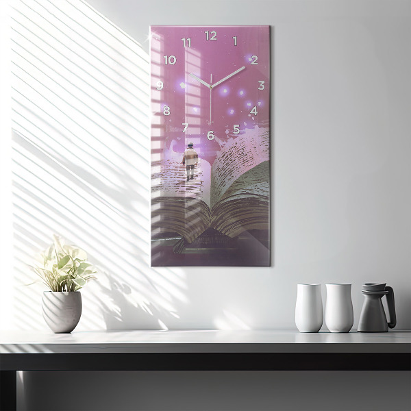 Modern vertical wall clock Abstraction book