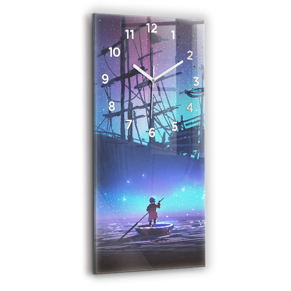 Modern vertical wall clock Fantasy sailing ship