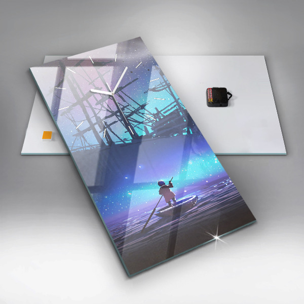 Modern vertical wall clock Fantasy sailing ship