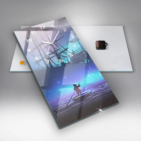 Modern vertical wall clock Fantasy sailing ship