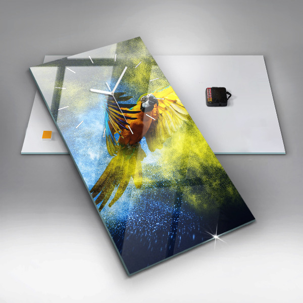 Modern vertical wall clock Colorful parrot