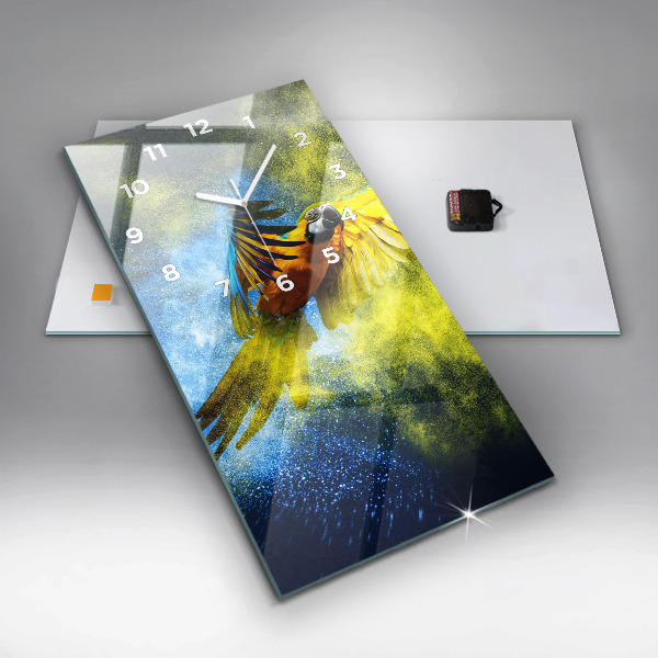 Modern vertical wall clock Colorful parrot