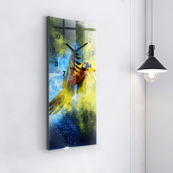 Modern vertical wall clock Colorful parrot