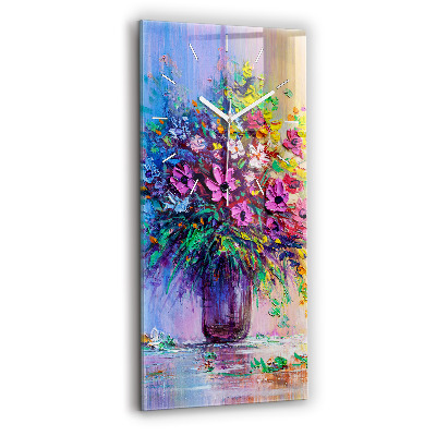 Modern vertical wall clock Flowers in a vase