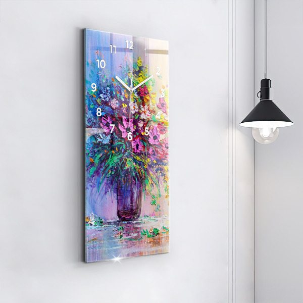 Modern vertical wall clock Flowers in a vase
