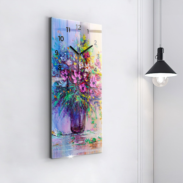 Modern vertical wall clock Flowers in a vase