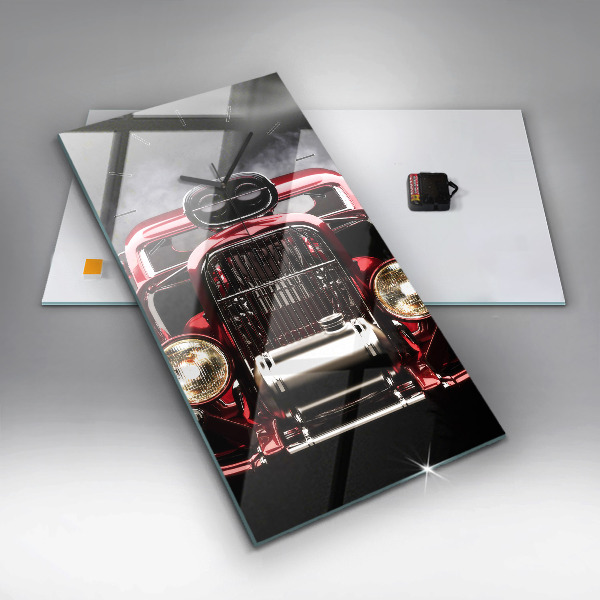 Modern vertical wall clock Old vintage car