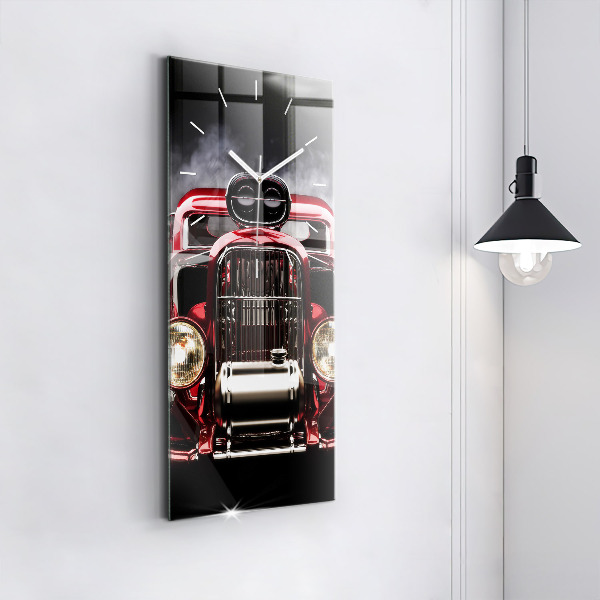 Modern vertical wall clock Old vintage car