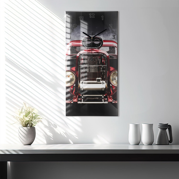 Modern vertical wall clock Old vintage car
