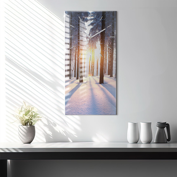 Modern vertical wall clock Sunset Forest
