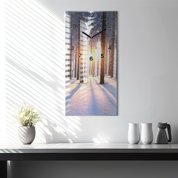 Modern vertical wall clock Sunset Forest