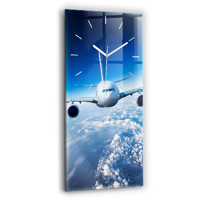 Modern vertical wall clock Airplane and Clouds