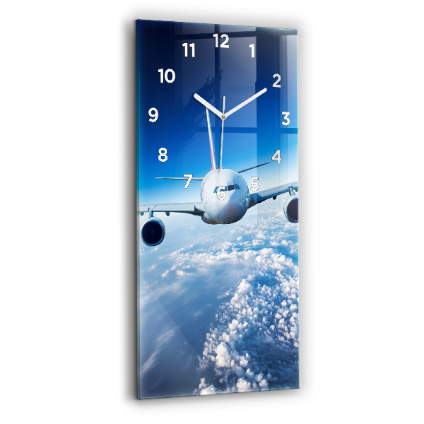 Modern vertical wall clock Airplane and Clouds