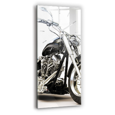 Modern vertical wall clock Black motorcycle