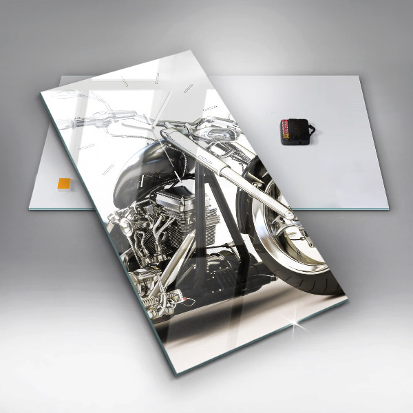 Modern vertical wall clock Black motorcycle