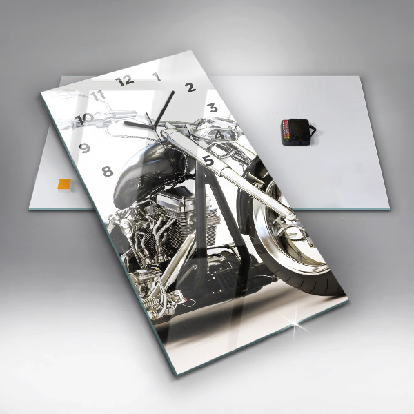 Modern vertical wall clock Black motorcycle