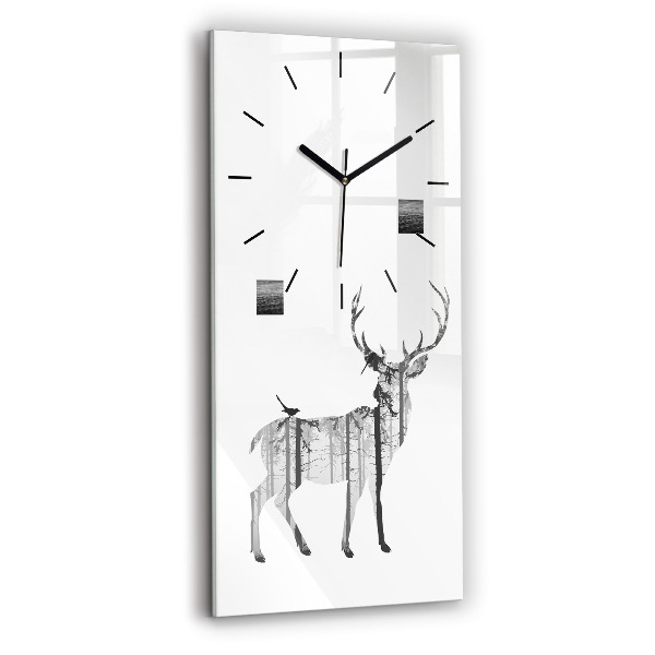 Modern vertical wall clock Silhouette of a deer Forest