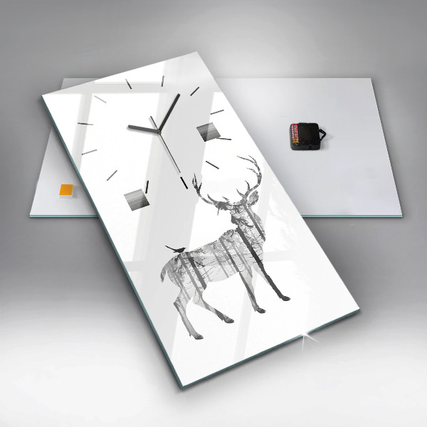 Modern vertical wall clock Silhouette of a deer Forest
