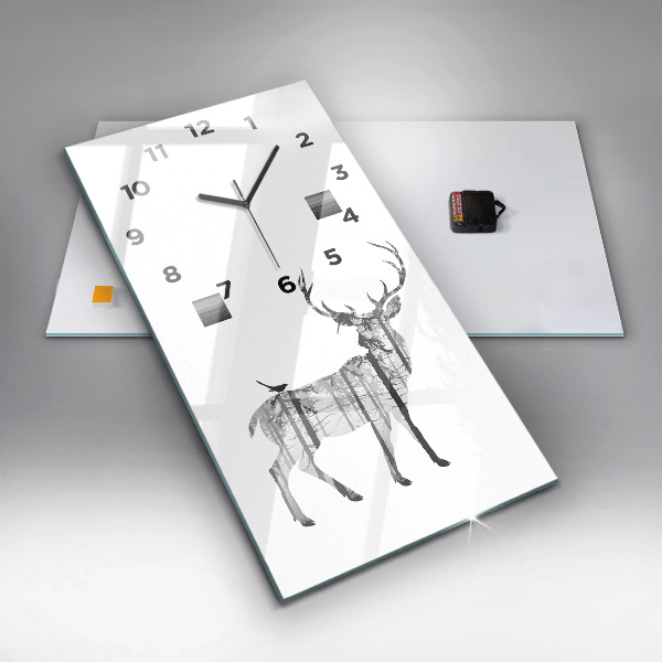 Modern vertical wall clock Silhouette of a deer Forest
