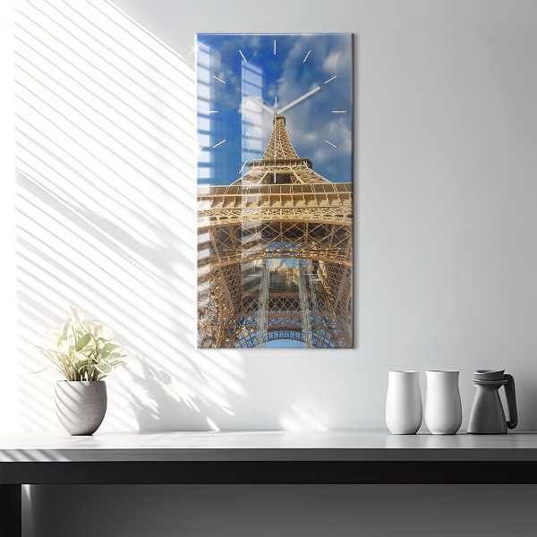 Modern vertical wall clock France Eiffel Tower