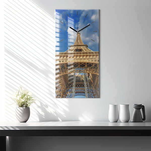 Modern vertical wall clock France Eiffel Tower