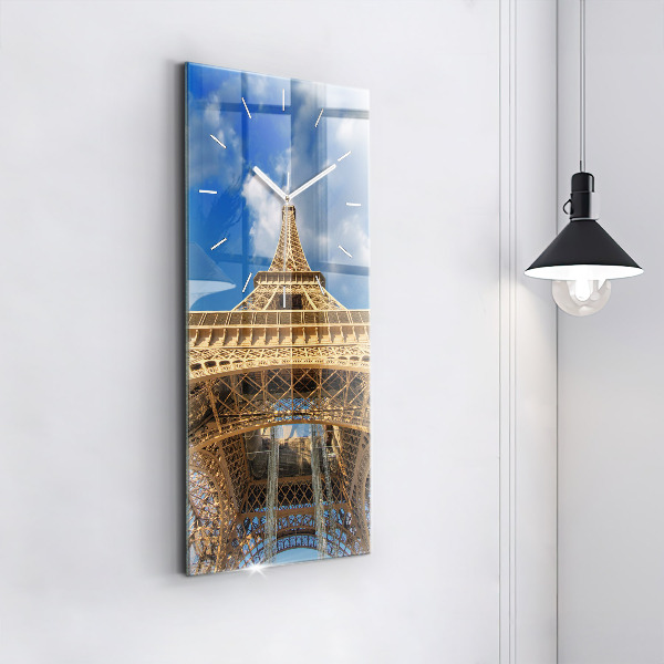Modern vertical wall clock France Eiffel Tower