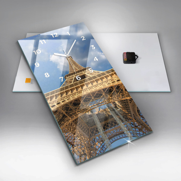 Modern vertical wall clock France Eiffel Tower