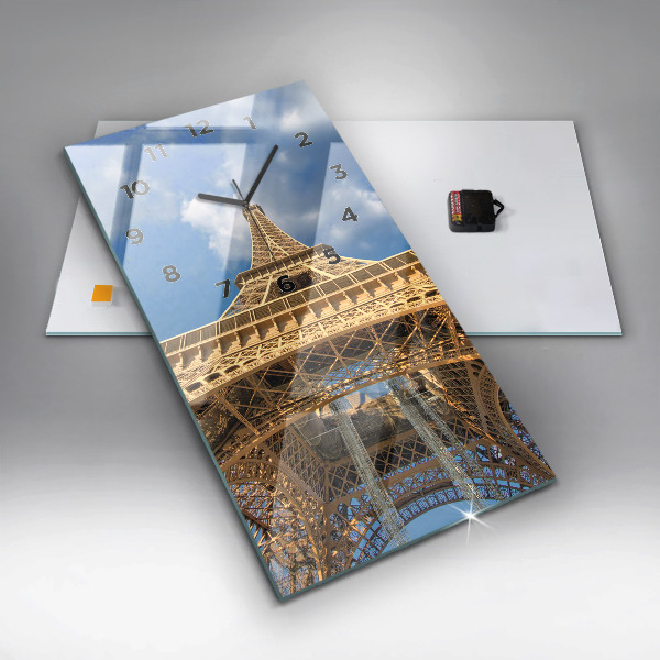 Modern vertical wall clock France Eiffel Tower