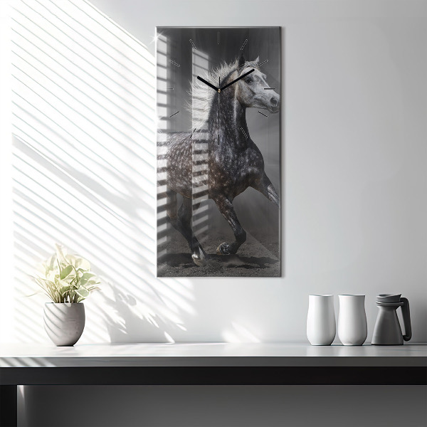 Modern vertical wall clock Galloping horse