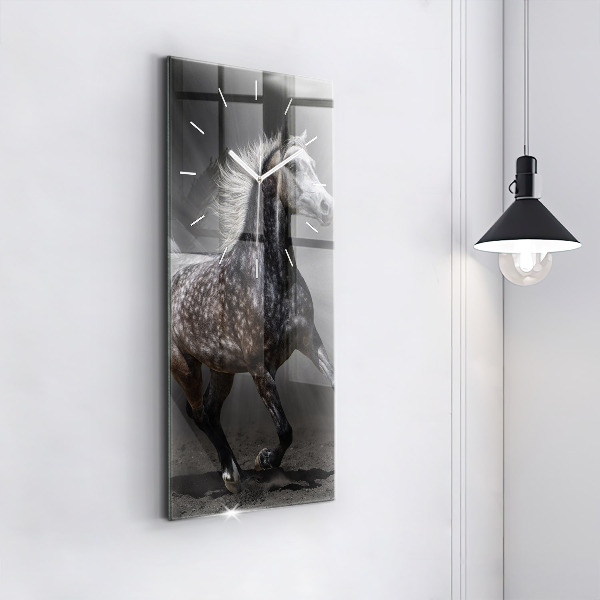 Modern vertical wall clock Galloping horse